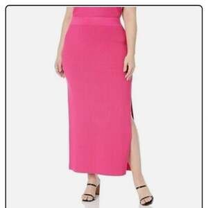 The Drop Hot Pink Ribbed Knit Midi Pencil Skirt Medium NWT